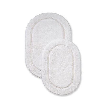 SUPERIOR Superior BATHRUG-OV2PC-WH Cotton Oval Bath Rug Set - White; 2 Pieces BATHRUG-OV2PC-WH